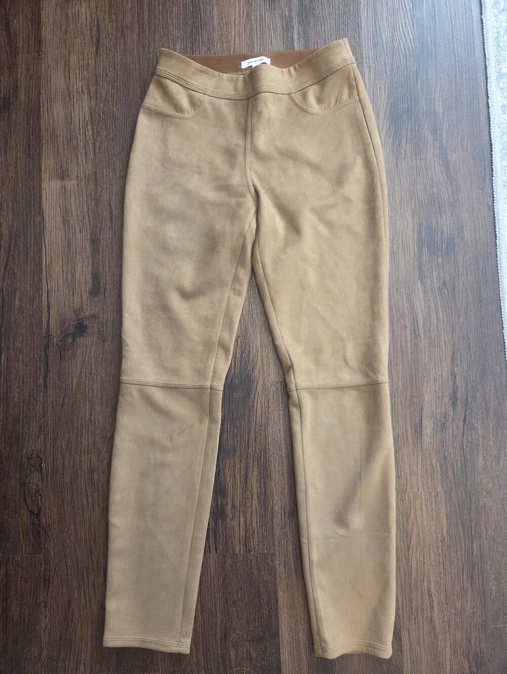Max Studio Tan Camel Faux Suede Pull On Leggings Pants Sz S